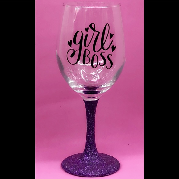 girl boss wine glass